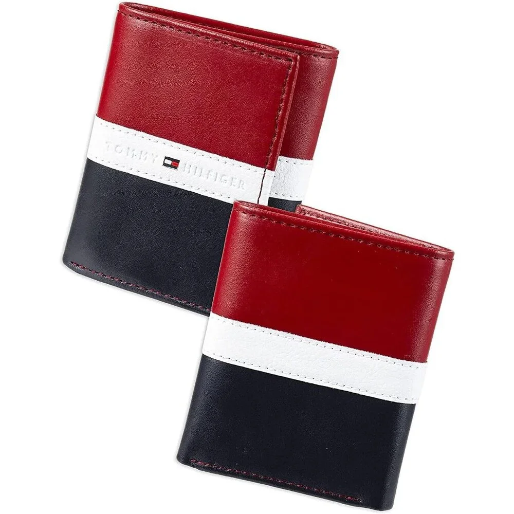 Tommy Hilfiger Men's Genuine Leather Slim Trifold Wallet with ID Window